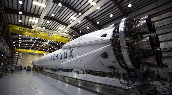 Falcon 9 inside a hangar