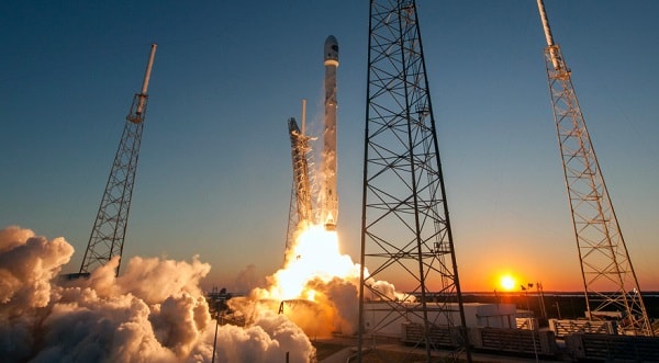 Falcon 9 rocket launches from Cape Canaveral, Florida.