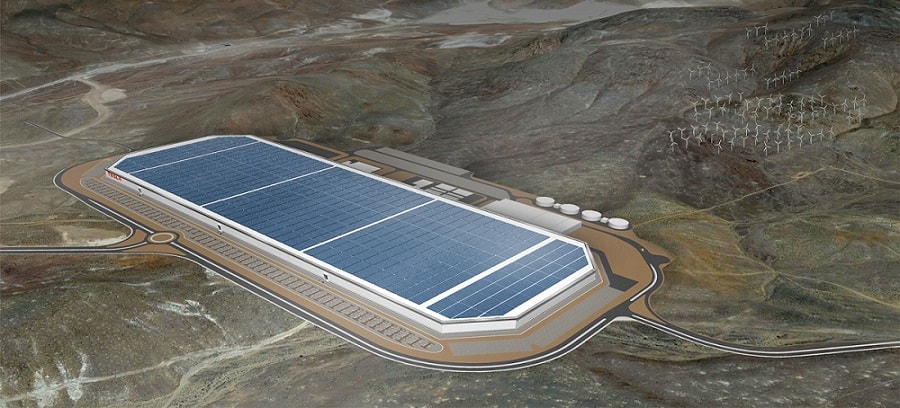 Aerial picture of how the Gigafactory will look like when finished in 2020