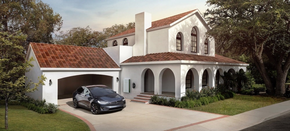 A house with Tesla's solar roof panels